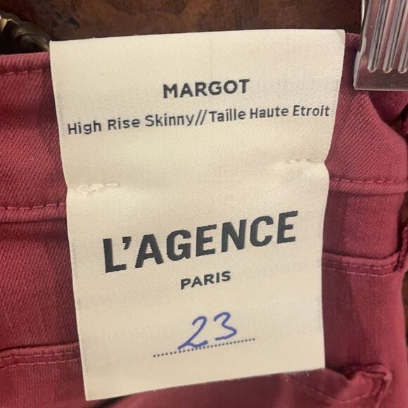 L’AGENCE Margot  woman’s light maroon high rise skinny jeans - Picture 10 of 15